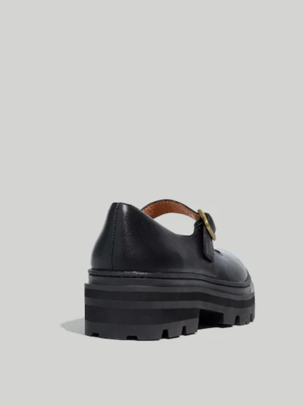 Madewell Black Leather Mary Jane Platform Loafers